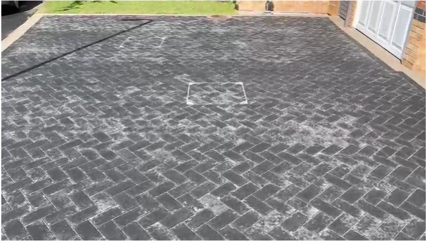 Video of new charcoal colour block paving.